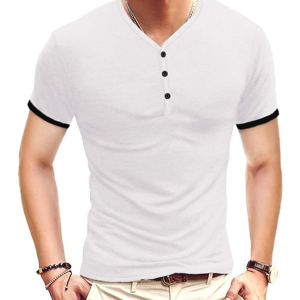 

2021 summer short sleeve t-shirt men's new t-shirt henry shirt, White;black