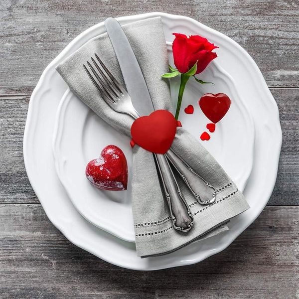 

12pcs big red heart-shaped valentine's day napkin buckle ring mouth cloth laps rings