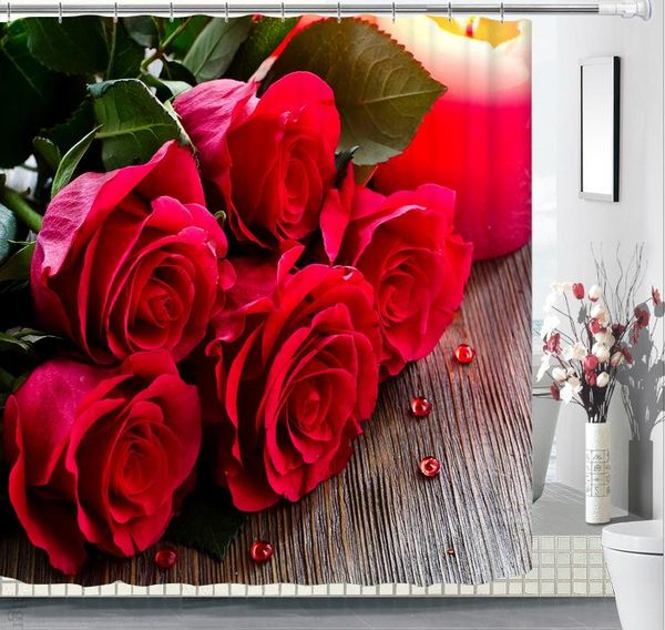 

shower curtains 200x180 bathroom waterproof curtain 3d red rose bouquet printing polyester home decoration with hook
