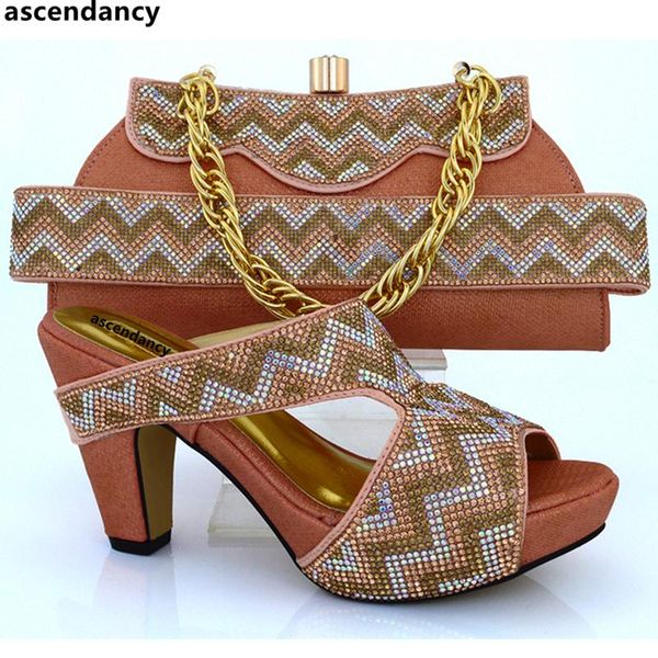 

peach color sales in women matching shoes and bag sets italian with bags party dress, Black