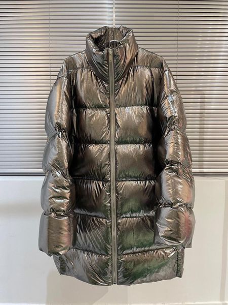 

women's wool & blends 2021 luxury design turtleneck premium quality gothic street style silver winter down jacket, Black