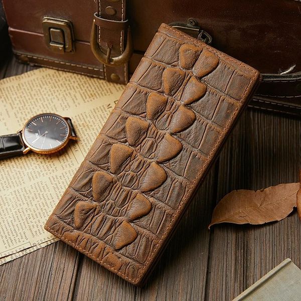 

genuine leather men wallets long style card holder male purse coin pocket real men's clutch bag carteira, Red;black