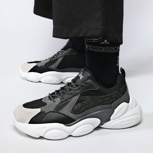 

464748 size 2021 summer new korean fashion mens shoes sports breathable all-matching ins dad shoes teen running shoes, Black;white