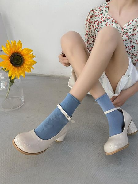 

dress shoes thick heeled women 2021 korean version of the net red fashion wild retro british small leather with high heels, Black