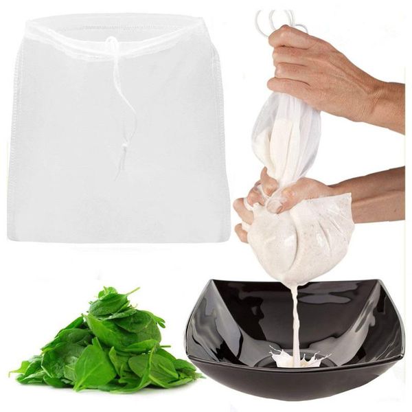 

hanging baskets mesh nut milk bag reusable almond strainer fine nylon cheesecloth cold brew coffee filter bags h5