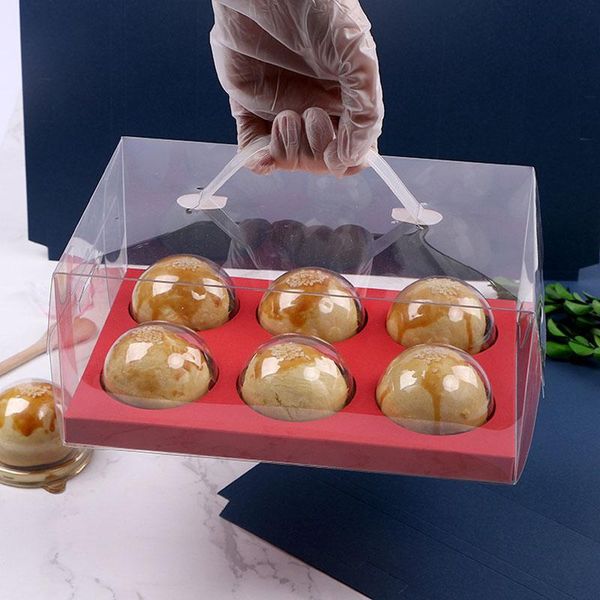 

gift wrap transparent clear pet box for food packaging cake plastic with handle