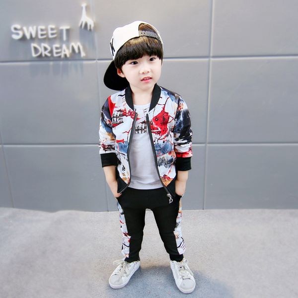 

new autumn boy casual suit 0-4 years old children baby activr clothes girls spring pattern jacket toddler infant fashion outfit, White