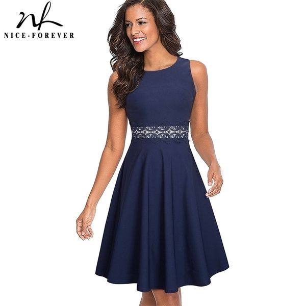

nice-forever vintage elegant embroidery floral lace patchwork vestidos a-line pinup business women party flare swing dress a079 210409, Black;gray