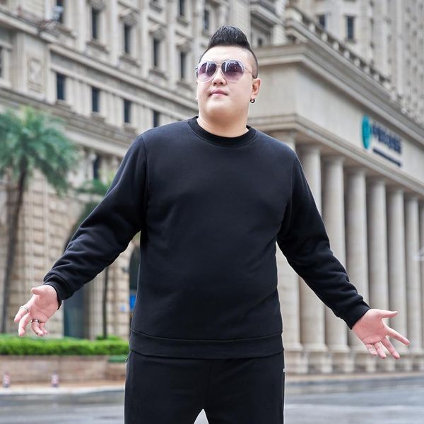 

men's hoodies & sweatshirts fleece loose streetwear autumn spring o neck pullover hoody mens large fat version clothes, Black