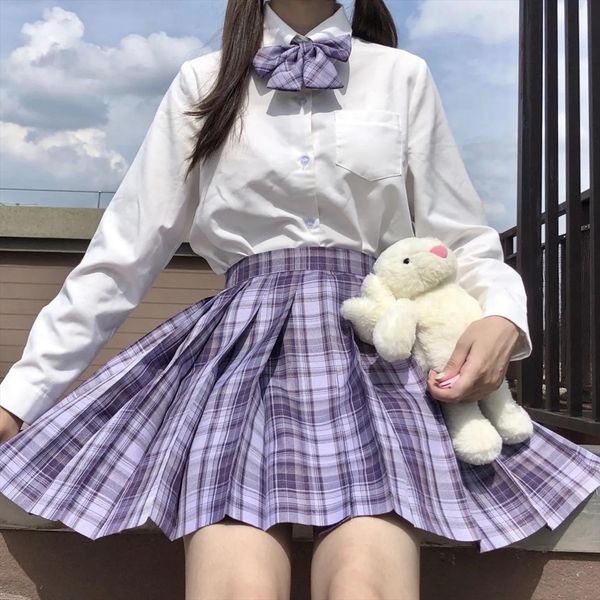 

harajuku y2k kawaii gothic women skirt pleated plaid summer korean jk uniform students clothes high waist dance mini skirts, Black