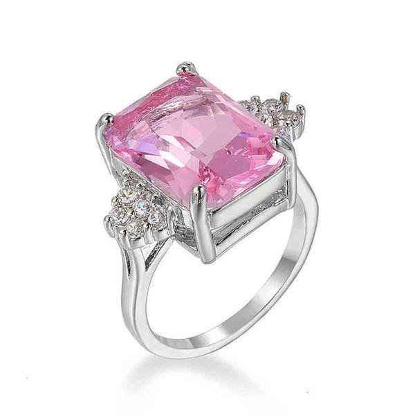 

ring jewelry creative fashion women's pink zircon hand wedding, Slivery;golden
