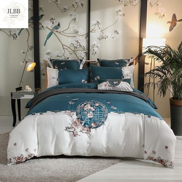

bedding sets luxury chinese style classic embroidery 100s satin egyptian cotton set duvet cover bed linen fitted sheet pillowcases