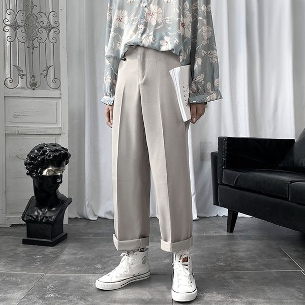 

men's pants leisure college trendy straight cargo baggy casual streetwear grey/black color fashion loose suit s-3xl pxh9