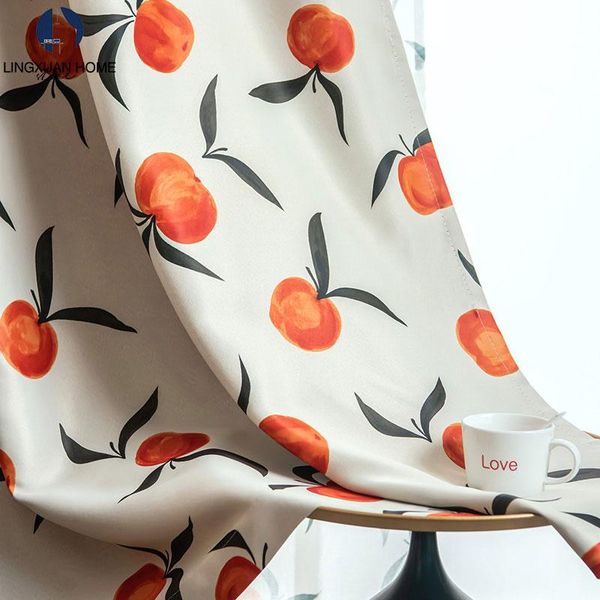 

nordic printed blackout curtains for living room orange shading colth curtain bedroom window kitchen drapes panels &