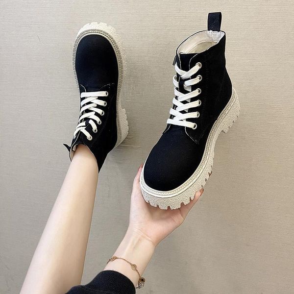

boots buckle lace up ankle for women chunky heels black beige goth womens shoes suede casual sneakers