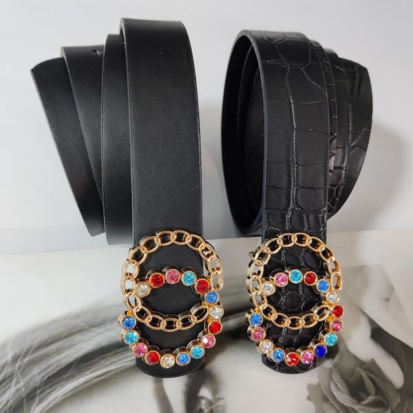 

belts designer for women colorful rhinestone cinturon femme shinny strass jeans belt leather strap waist cintos, Black;brown