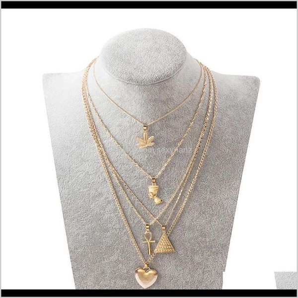 Halsketten Anhänger Schmuck Drop Lieferung 2021 Kreuz Blume Multi Layer Neckwear Liebe Geometrische Dreieck Magazin Porträt Anhänger Halskette