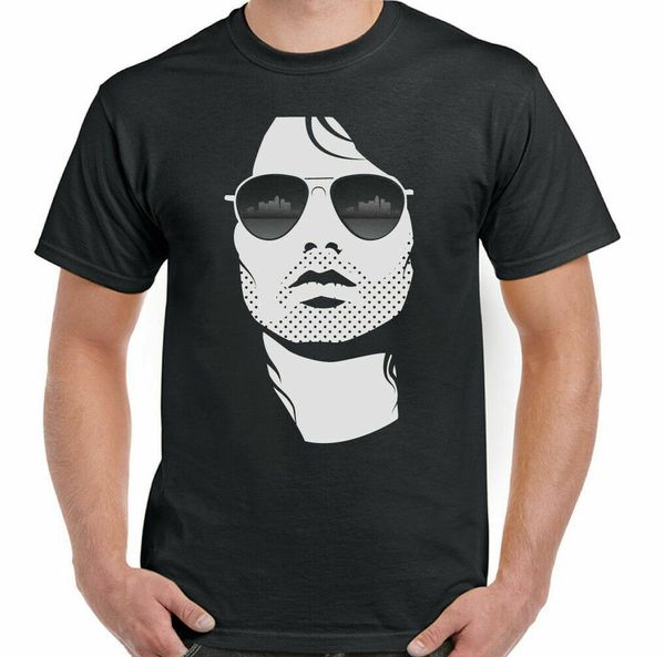 

jim morrison t-shirt the doors mens cool band guitar festival top, White;black