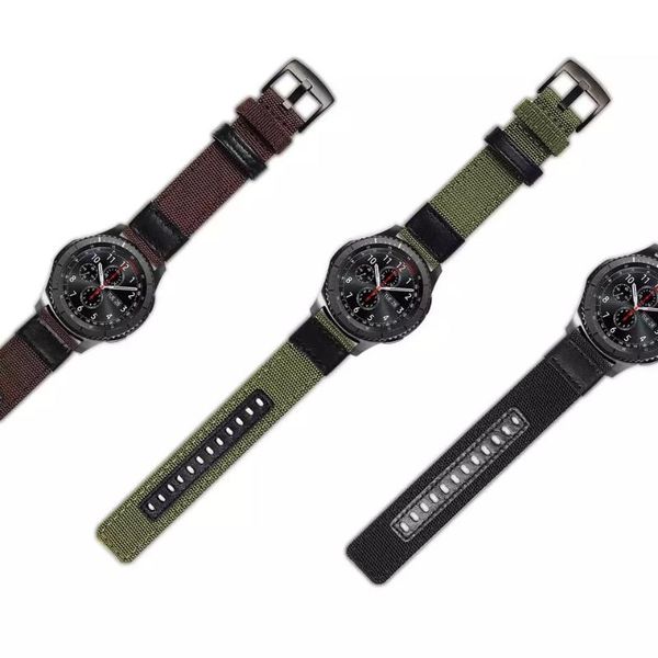 

watch bands band suitable for samsung s3 nylon strap 22mm canvas with leather jeep pattern, Black;brown