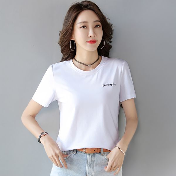 

women's t-shirt short sleeve t women clothes cotton woman tshirts o-neck ladies tee femme t-shirty damskie embroidery letter, White