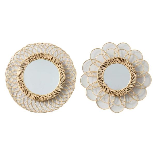 

mirrors 72xf hollow flower border rattan woven wall mirror innovative art decoration home decor sun shape decorative makeup
