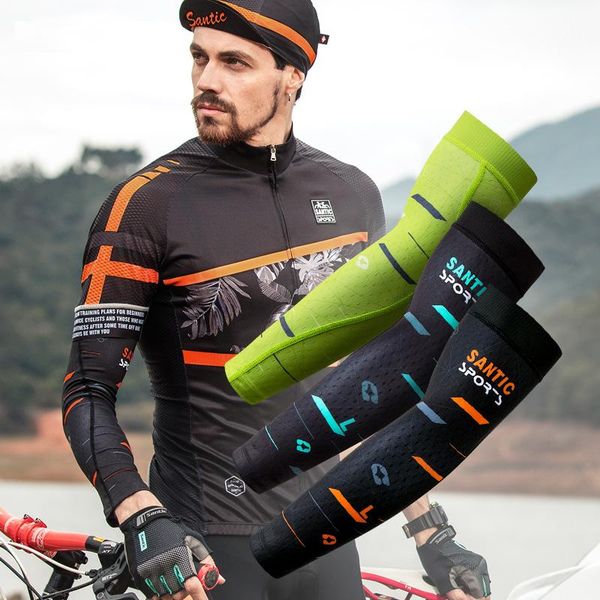 

elbow & knee pads santic cycling arm warmers anti-uv protective sleeve outdoor sport basketball baseball sleeves ciclismo asia s-xl c09080, Black;gray