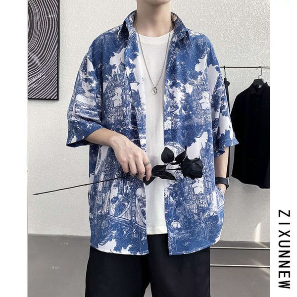 

men's casual shirts shirthawaiian flower men's 5-sleeve shirt leei, White;black