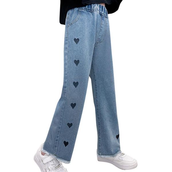 

jeans for girl heart pattern girls casual children denim spring autumn children's clothes, Blue