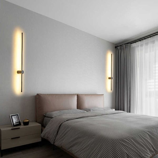 Moderne LED Wandleuchte Lange Hängung Lichter Einfaches Nordisches Wohnzimmer Sofa Hintergrund Wandleuchte Schlafzimmer Nachttischlampe 210724