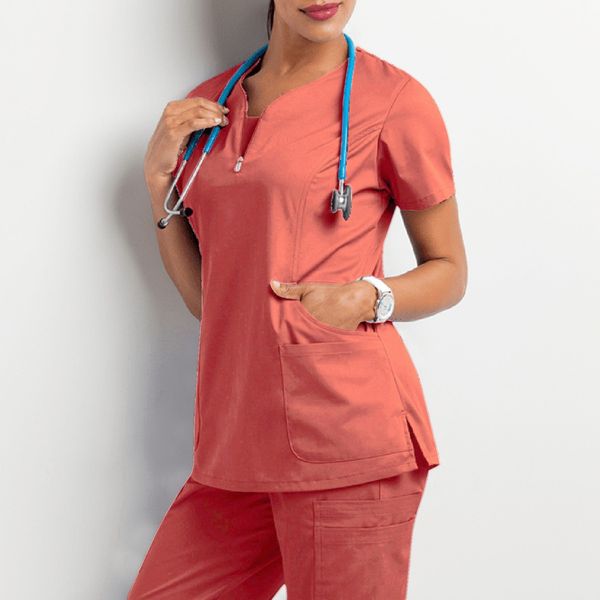 

520 style women scrubs hospital pant men medical uniform surgery scrubs shirt short sleeve nursing uniform pet greys anatomy, White