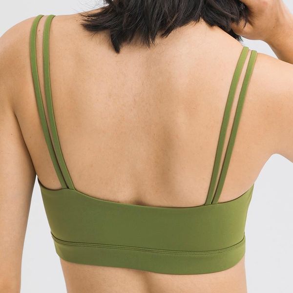 

naked feel square collar gym workout sports bras women mid support push up athletic fitness bra padded yoga crop tank outfit