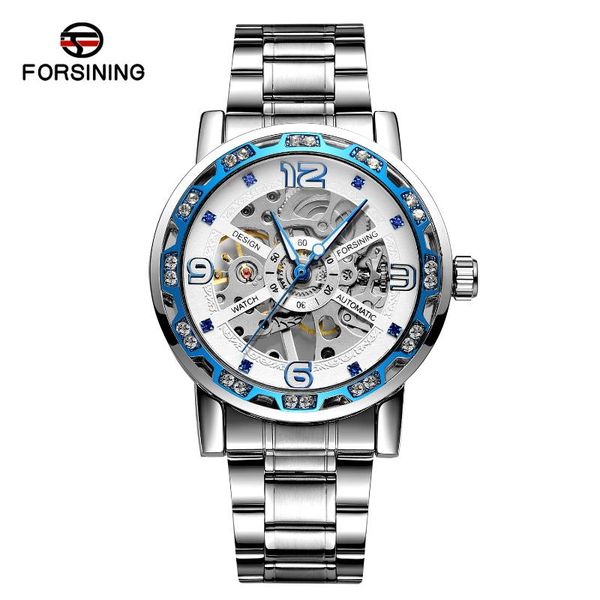 

wristwatches forsining mens watches casual fashion hollow out case waterproof mechanical watch for men, Slivery;brown