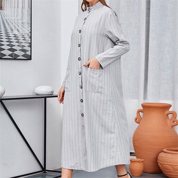 

maternity dresses women's striped shirt dress long sleeve stand collar single breasted pockets loose casual trench coat pregnant female, White