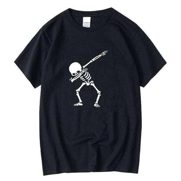 

xin yi men's t-shirt 100% for men short sleeve print skull t shirt casual o-neck tee shirts funny tshirt, White;black