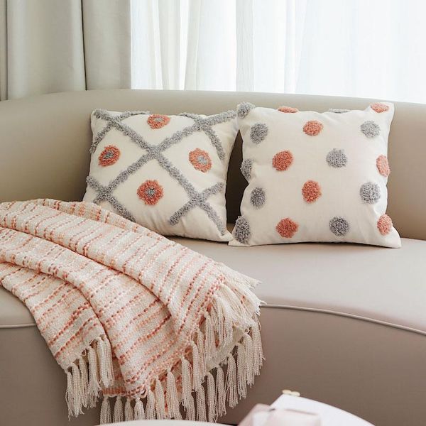 

cushion/decorative pillow dunxdeco cushion cover decorative tufting case modern simple dots geometric soft home sofa chair bedding coussin d