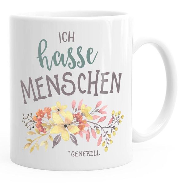 

mugs coffee mug i hate people slogan floral flower vine flowers bluming