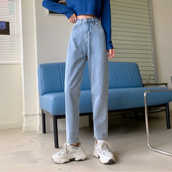 

women's jeans jeans high-legged, blue streetwear vintage fashion harajuku slacks straight r4jw