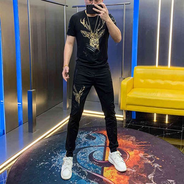 

hoodies ice silk suit of men drill brews net red leisure version korean beautiful tide fashion fall feeling springy to, Black