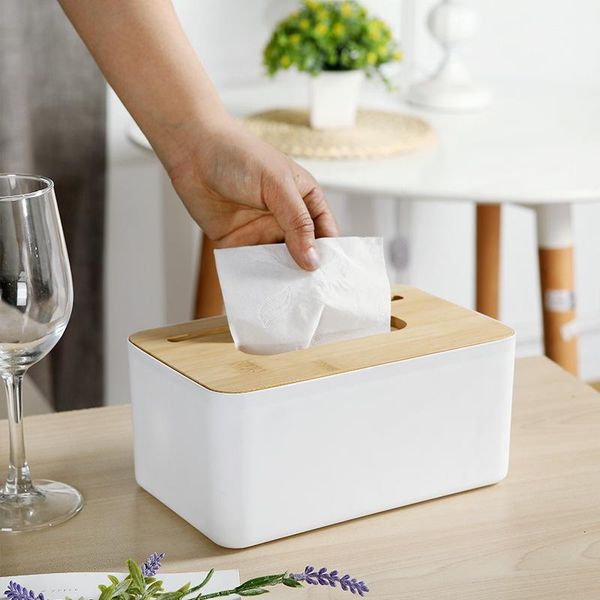 

tissue boxes & napkins wooden plastic box solid wood napkin holder case stylish bamboo covered towel simple household mobilephone rack