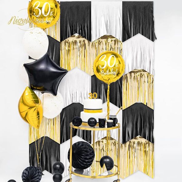 

party decoration nicrolandee glitter gold metallic tinsel foil tassel po backdrop for wedding bridal shower baby birthday prom