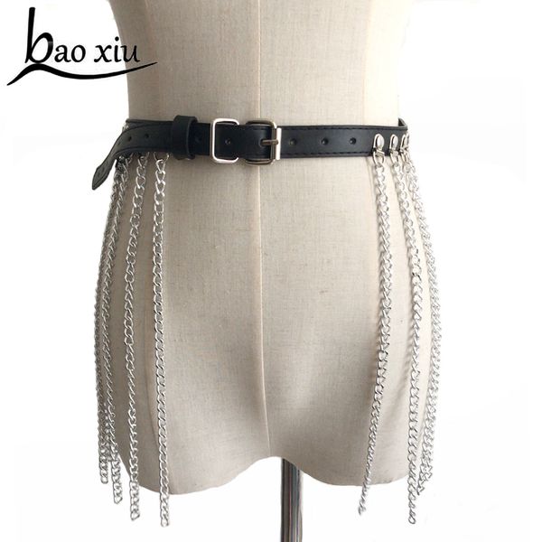 

luxury leather female chain belt corset silver tassel bondage belt for women cummerbund fashion women belt straps accessory