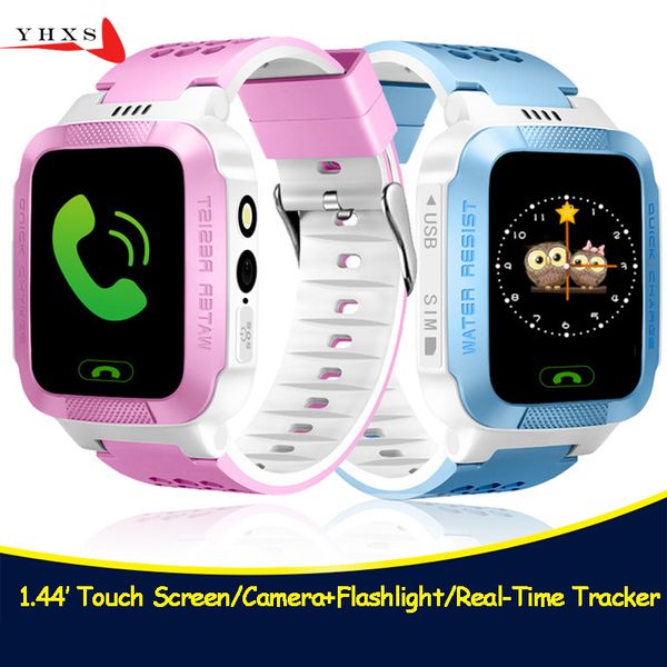 

touch screen smart real-time tracker location sos call remote monitor camera flashlight watch wristwatch for kids child pk q90
