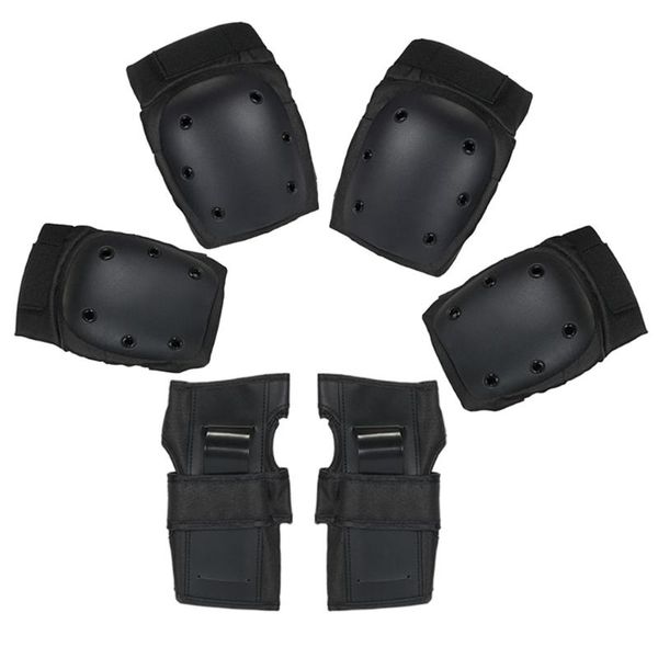 

elbow & knee pads lixada 6pcs brace cycling roller skating skateboard wrist safety protection guard set, Black;gray