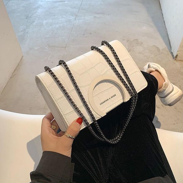 

evening bags rivet chain brand designer pu leather crossbody for women 2021 simple fashion shoulder bag lady luxury small handbags