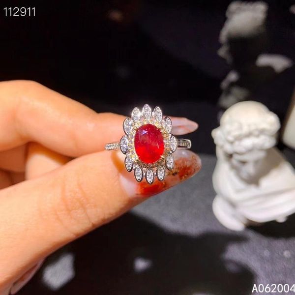 

cluster rings kjjeaxcmy fine jewelry 925 sterling silver inlaid natural adjustable ruby female ring exquisite support test selling, Golden;silver