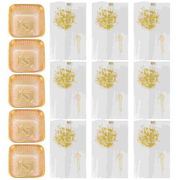 

gift wrap 100 sets of egg-yolk puff packing box moon cake storage (golden)