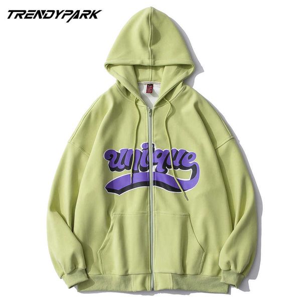 

men's hoodies with zipper digital letters printed pockets sweatshirt harajuku oversized cotton casual streetwear men clothing 210601, Black