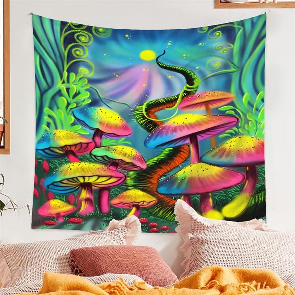 

tapestries mushroom decor tapestry bohrmian room home mandala magicl witchicraft tapiz wall hanging
