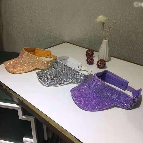 

wide brim hats 2021 spring and summer trend shiny diamond face ladies must-have item sun hat luxury fashion designer brand, Blue;gray