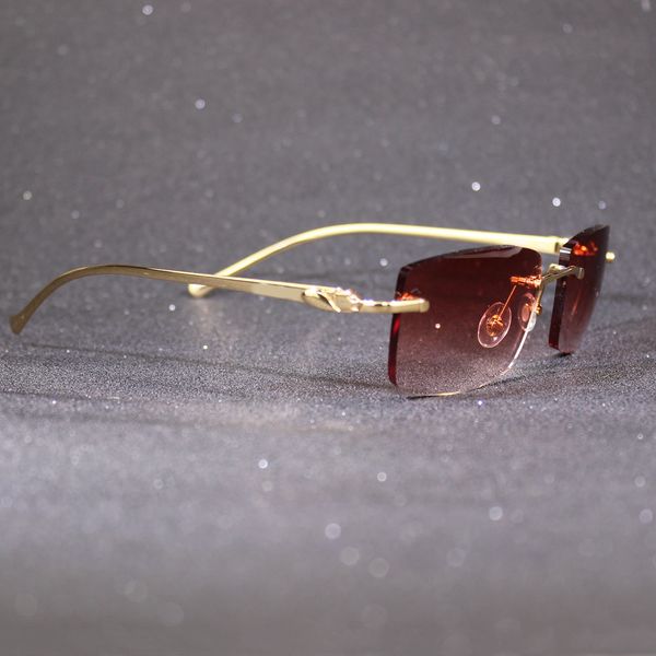 

75% off outlet store online rimless sunglasses for men and women luxury glasses frame with panther decoration classic trendy eyewear male fe, White;black
